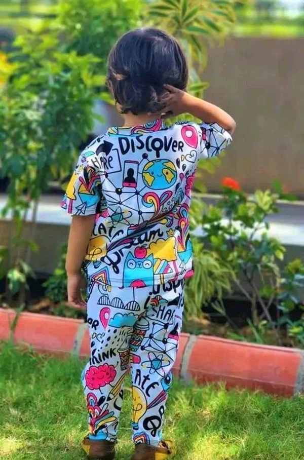 Kids Boys & Girls Full Sleeve and Round Neck Top & Bottom Set Look Stylish and Attracted Comfy For Any Casual and Festive Purpose - 5-6 Yr