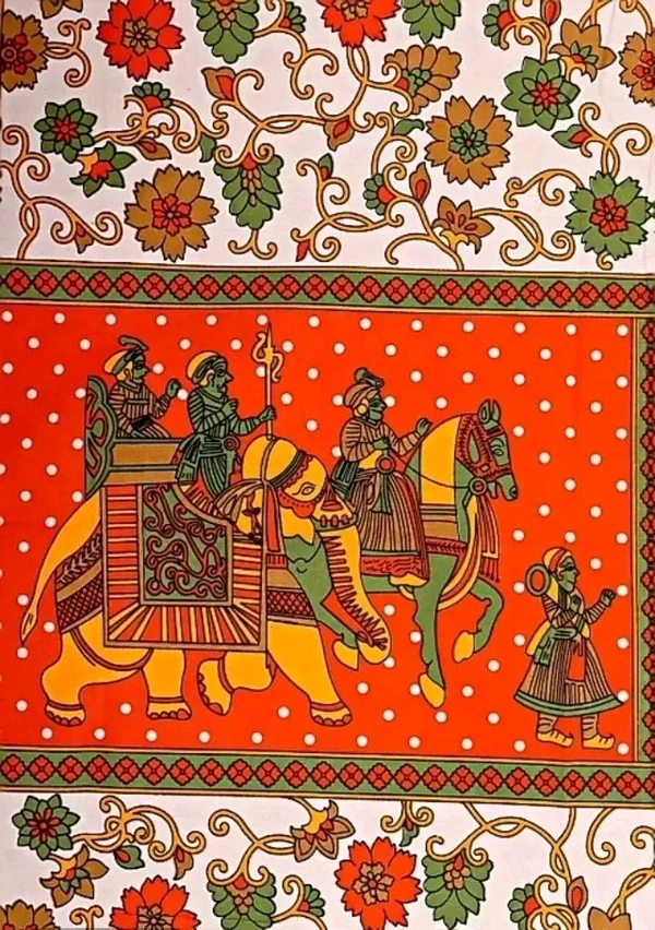 Elegant Cotton Printed Double Bedsheet With Pillow Covers *Pack Of 1 Double Bedsheet With 2 Pillow Covers - Web Orange