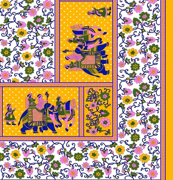 Elegant Cotton Printed Double Bedsheet With Pillow Covers *Pack Of 1 Double Bedsheet With 2 Pillow Covers - Yellow