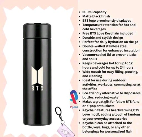 BTS Smart Vaccum Temperature Bottle For Men, Women And Kids Which New Smart Looks And Display