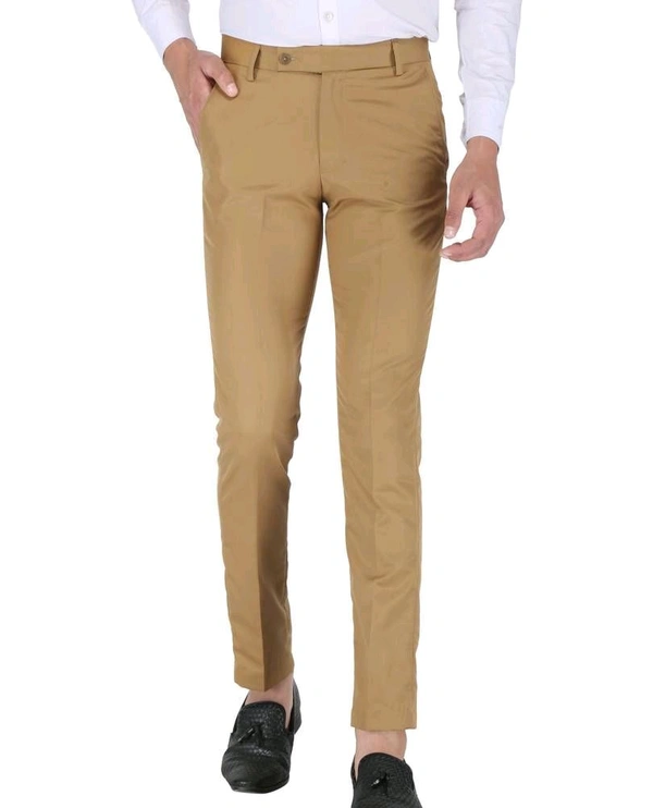 Polyester Mid Rise Formal Trousers For Men - Golden Tainoi, 32