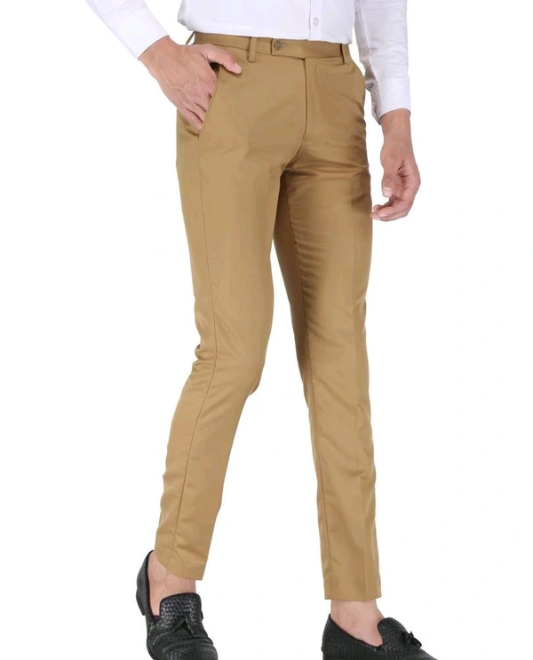 Polyester Mid Rise Formal Trousers For Men - Golden Tainoi, 36