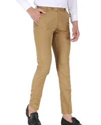 Polyester Mid Rise Formal Trousers For Men - Golden Tainoi, 40