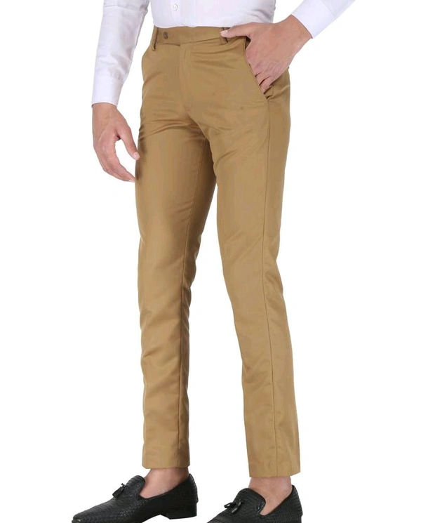 Polyester Mid Rise Formal Trousers For Men - Golden Tainoi, 42