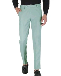 Polyester Mid Rise Formal Trousers For Men - Jungle Mist, 34