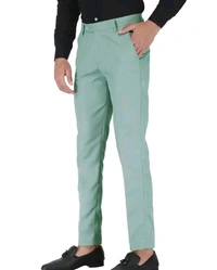 Polyester Mid Rise Formal Trousers For Men - Jungle Mist, 38
