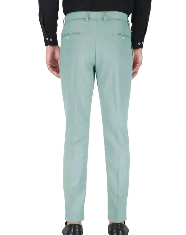 Polyester Mid Rise Formal Trousers For Men - Jungle Mist, 40