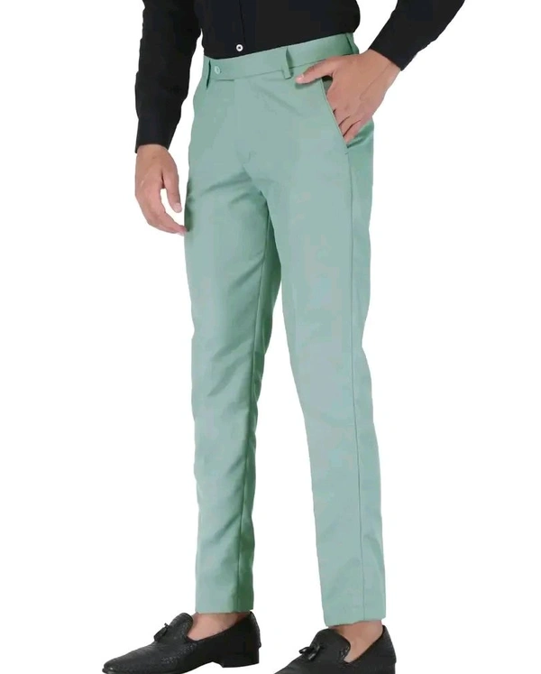 Polyester Mid Rise Formal Trousers For Men - Jungle Mist, 42