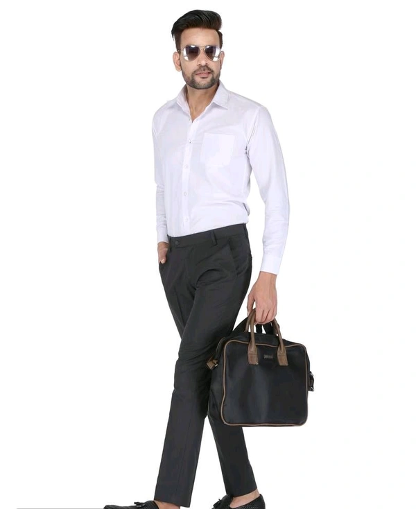 Polyester Mid Rise Formal Trousers For Men - Dove Gray, 36