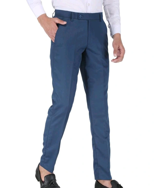 Polyester Mid Rise Formal Trousers for men - Navy Blue, 28