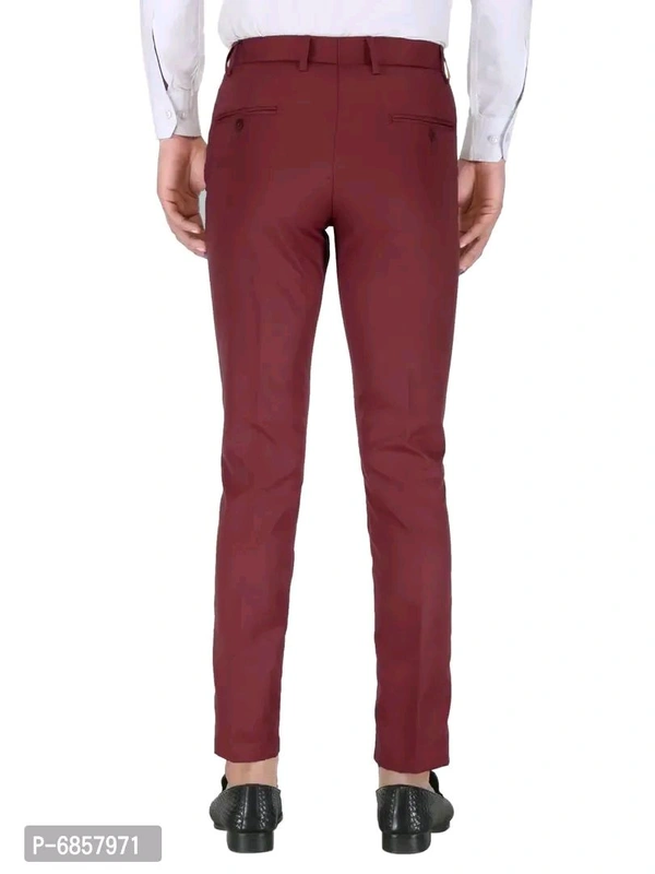 Polyester Mid Rise Formal Trousers for men - Maroon, 32
