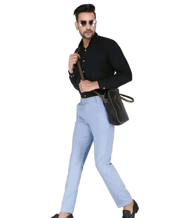 Polyester Mid Rise Formal Trousers for men - Blue, 36