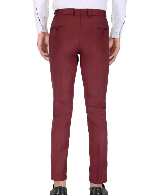 Polyester Mid Rise Formal Trousers for men - Maroon, 38