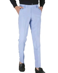 Polyester Mid Rise Formal Trousers for men - Blue, 38