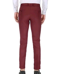 Polyester Mid Rise Formal Trousers for men - Maroon, 40