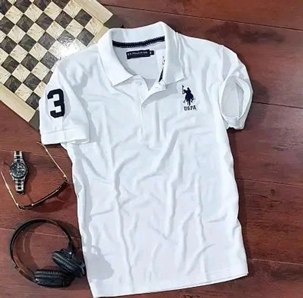 USPA Polycotton Polos For Men - L, White