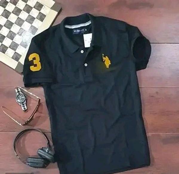 USPA Polycotton Polos For Men - M, Black