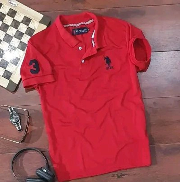USPA Polycotton Polos For Men - M, Red