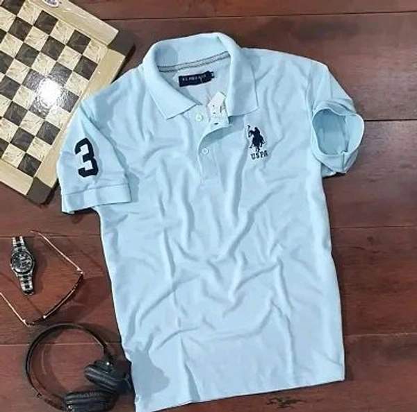 USPA Polycotton Polos For Men - Blue, XL