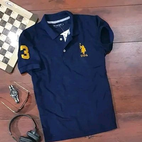 USPA Polycotton Polos For Men - Navy Blue, XL