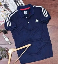 Adidas  Fine Matty Polo Tshirts For Men - Blue, M