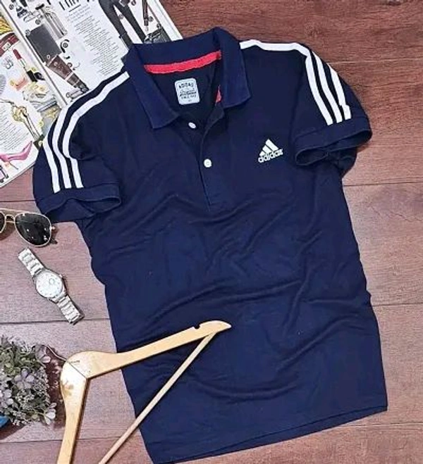 Adidas  Fine Matty Polo Tshirts For Men - Navy Blue, XL