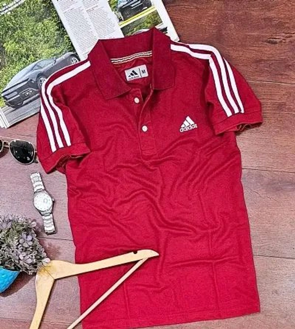 Adidas  Fine Matty Polo Tshirts For Men - Red, M