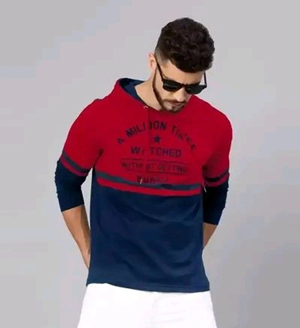 Trending Mens Full Sleeves Hooded T Shirt - White, S