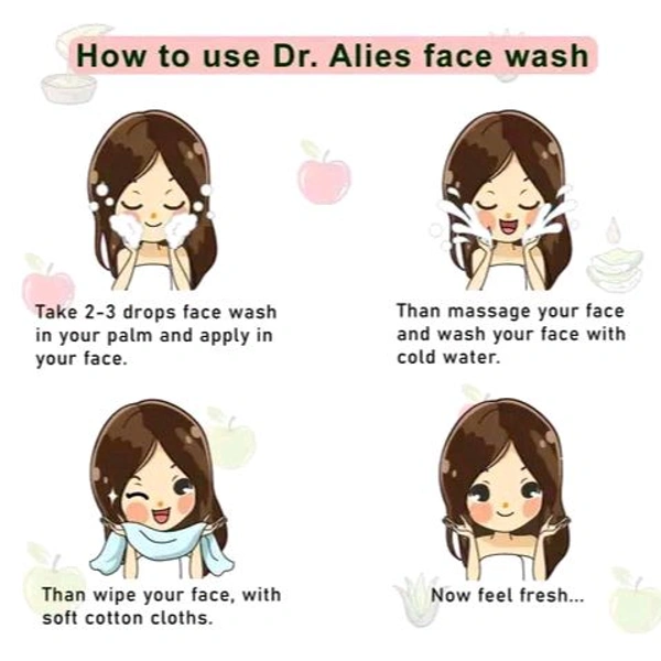 Dr. Alies Professional Apple Cider Vinegar , Purifies & Balances Skin Oils - Prevents Acne For Men & Women (SLS & Paraben Free) Face Wash