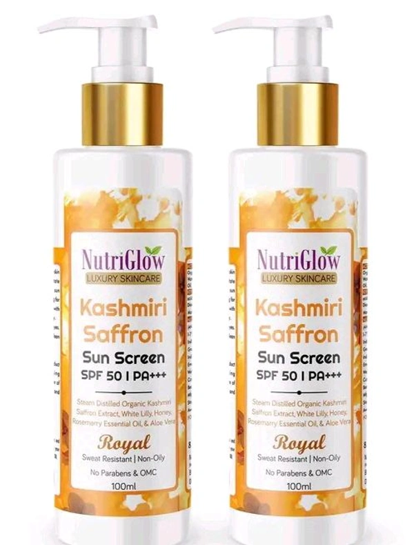 Nutriglow  NutriGlow Kashmiri Saffron Sunscreen 50 PA+++ Protects From Sun Tan With Broad Spectrum, Paraben and Sulphate Free, 100 ml each (Pack of 2)