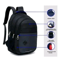 Bagwala Backpack Durable Backpack Casual Large-Capacity Male Travel Junior High School India Version Female Student Trendy Bags - Black