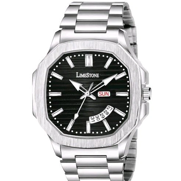 Lime Stone LIMESTONE OTUS 3D Dial The Vintage Day and Date Functioning Boys Quartz Analog Watch - Black