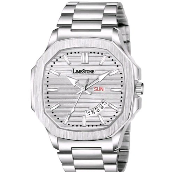 Lime Stone LIMESTONE OTUS 3D Dial The Vintage Day and Date Functioning Boys Quartz Analog Watch - Silver