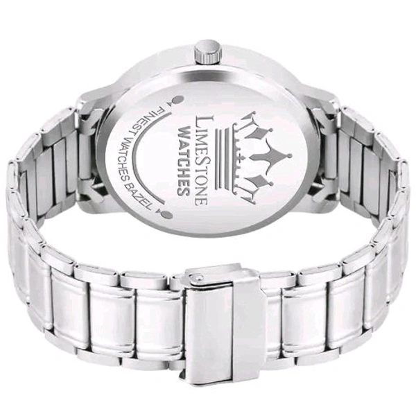 Lime Stone LIMESTONE Day and Date Functioning Black Dial Steel Strap Quartz Analog Watch - For Men