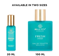 Bella Vita Organic FRESH Eau De Toilette Unisex Perfume For Men & Women with Bergamot, Orris Lavender & Ylang Ylang 20 ML