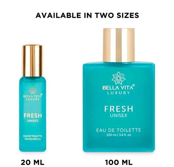 Bella Vita Organic FRESH Eau De Toilette Unisex Perfume For Men & Women with Bergamot, Orris Lavender & Ylang Ylang 20 ML