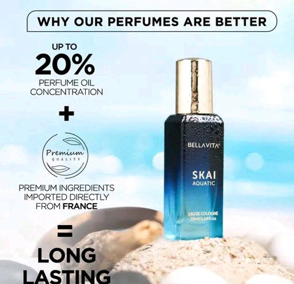Bella Vita Organic SKAI AQUATIC Unisex Cologne Perfume For Men & Women with Musky & Fresh Fragrance 20 ML Unisex Perfumes