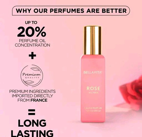 Bella Vita Organic Rose Woman Eau De Parfum For Women With Long Lasting Floral Fragrance 20 ML