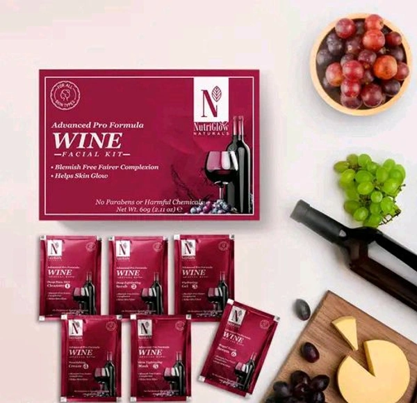 Nutriglow  NutriGlow NATURAL'S Combo Pack of 5 Diamond Radiance, Skin Whitening, Gold Kesar, Papaya, Wine Facial Kit for Skin Cell Repair Reduce Spotless Face (60gm Each)