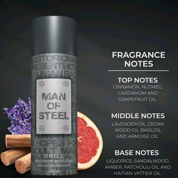 Denver Man of Steel Challenge, Pump and Drill Long Lasting Deodorant for Men, Pack of 3 (200ml each)