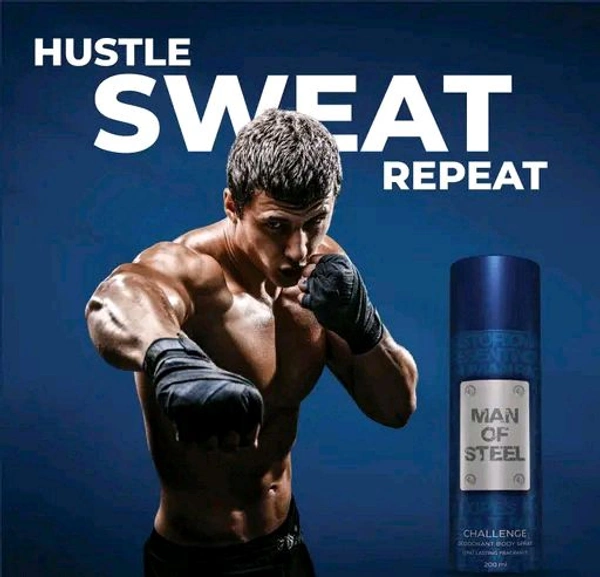 Denver Man of Steel Challenge Long Lasting Deodorant for Men, Pack of 2 (200ml each)