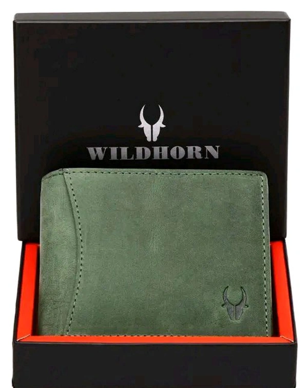 Trendy WildHorn Green RFID Protected 100% Genuine Leather Wallet for Men? - Green