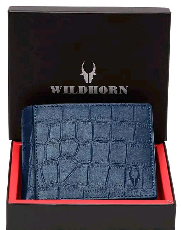 Wildhorn WildHorn® RFID Protected 100% Genuine Leather Wallet for Men  - Blue