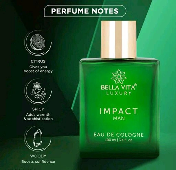 Bella Vita Organic Impact EDC Perfume For Men with Long Lasting Fragrance - 100 ml - Impact EDC