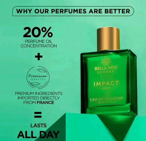 Bella Vita Organic Impact EDC Perfume For Men with Long Lasting Fragrance - 100 ml - Impact EDC