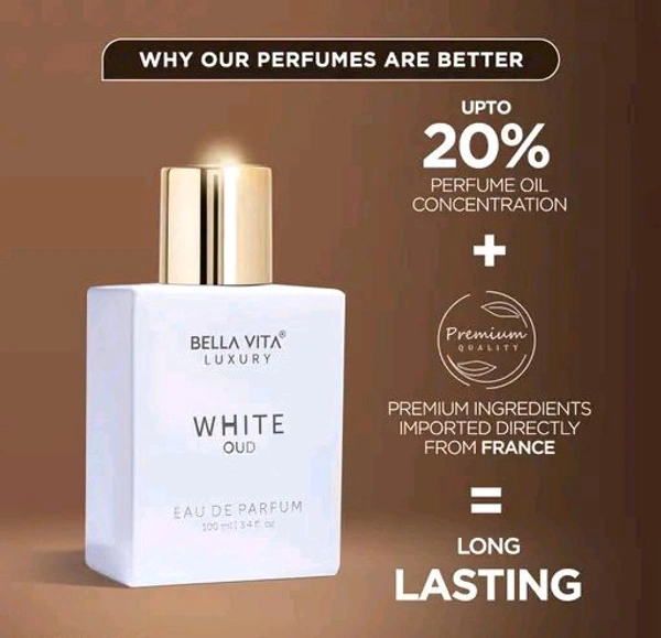 Bella Vita Organic Impact EDC Perfume For Men with Long Lasting Fragrance - 100 ml - White OUD