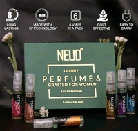 Neud NEUD Luxury Eau De Perfume Gift Set 6 x 10 ml for Women |Eau De Parfums Fruity, Rosemary, Floral, Sandalwood, lavender, Jasmine Scent | Long Lasting Fragrance EDP Set