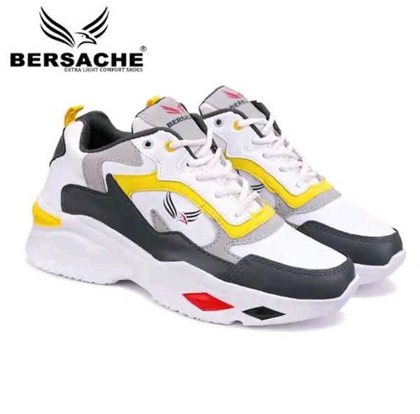 Bersache Men's Bersache Lightweight Casual Shoes with High-Quality Soles | Comfortable Shoes for Sneakers, Walking, Training, and Daily Wear - Yellow, IND-8