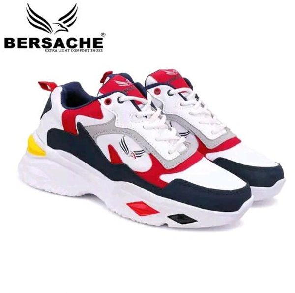 Bersache Men's Bersache Lightweight Casual Shoes with High-Quality Soles | Comfortable Shoes for Sneakers, Walking, Training, and Daily Wear - Red, IND-8