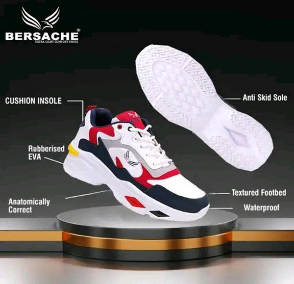 Bersache Men's Bersache Lightweight Casual Shoes with High-Quality Soles | Comfortable Shoes for Sneakers, Walking, Training, and Daily Wear - Red, IND-9